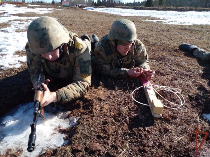 Курсанты Пермского военного института в ходе занятия совершенствовали навык проделывания проходов в минных полях взрывным способом