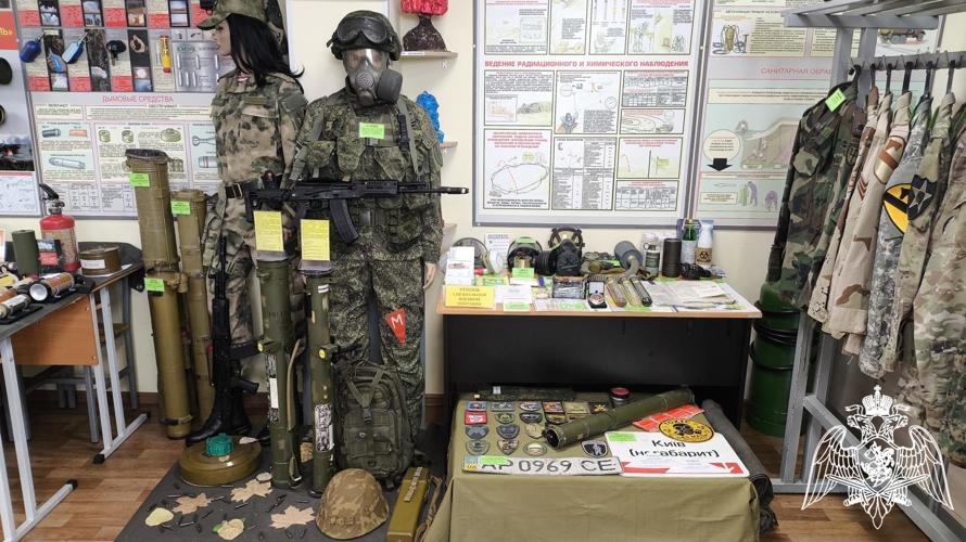 В Пермском военном институте на кафедре тактики служебно-боевого применения войск национальной гвардии Российской Федерации проводится выставка, посвящённая войскам правопорядка